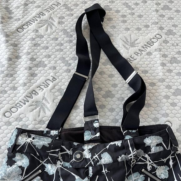Burton Snowboard Pants/Bibs Women's Size Small Black and White Carnation Print - Picture 4 of 4